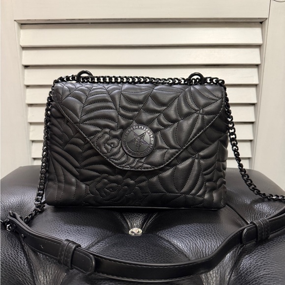Blackcraft Cult Charlotte Quilted Black Shoulder/Crossbody Bag Webbed Design - Picture 2 of 7